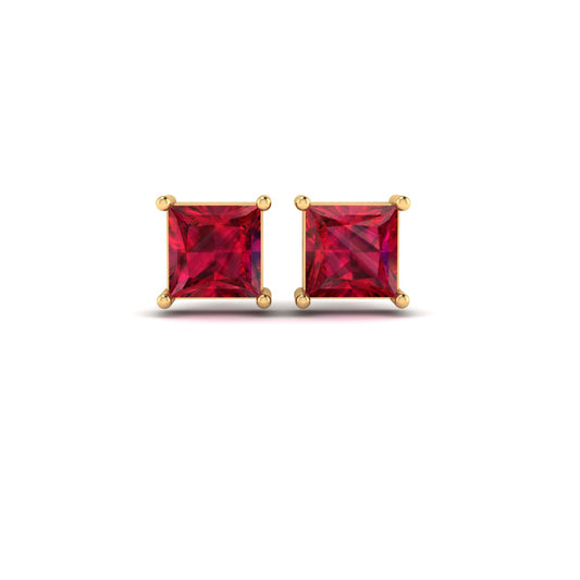 1.0CT Princess Garnet Stud Earrings