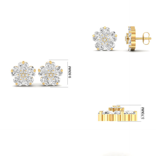 2.70CT Heart Moissanite Diamond Cluster Stud Earrings In 18kt Gold Over Sterling Silver