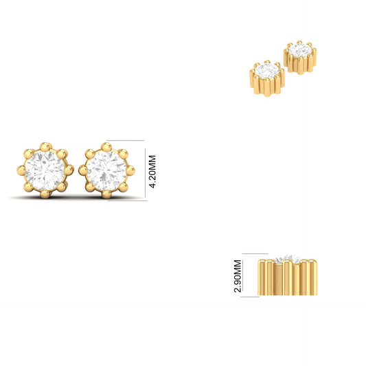 True Elegant Moissanite Tiny Studs: 18kt Gold Over Silver Perfection