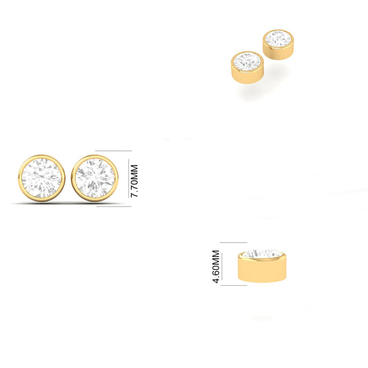 True Elegant Moissanite Diamond Bezel Set Stud Earrings In 18kt Gold Over Sterling Silver 925