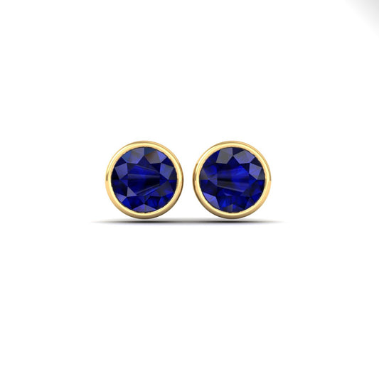 True Elegant 1.0Ct Round Sapphire Bezel Set Screwback Stud Earrings In 925 Sterling Silver (Copy)