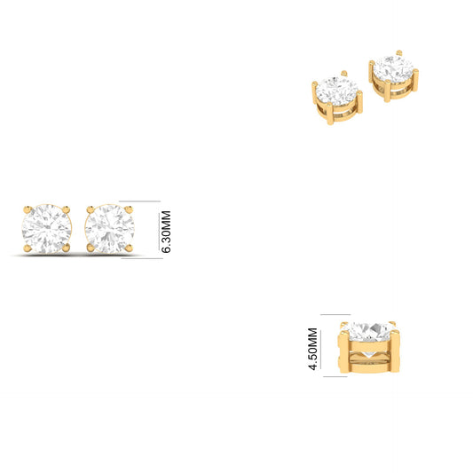 2.0Ct Moissanite Diamond Stud Earrings In 18kt Gold Over Sterling Silver