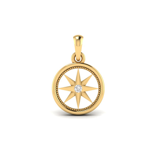 0.013CT Moissanite Starbrust Circle Pendant In 18kt Gold Over Sterling Silver