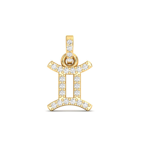 Moissanite Diamond Gemini Zodiac Sign Pendant Necklace In 18kt Gold Over Sterling Silver