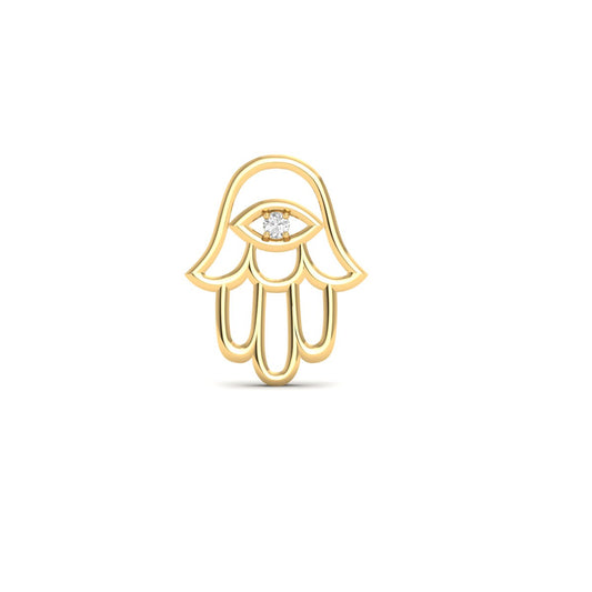 0.018CT Diamond Hamsa Hand Pendant In 18kt Gold Over Sterling Silver