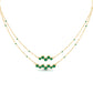 Curved Diamond Necklace, Bezel Set Emerald Necklace, 14K Yellow Gold Over Sterling Silver