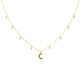 Emerald Crescent Moon Necklace, Dainty Moon Charm Necklace in 14K Yellow Gold Over Sterling Silver