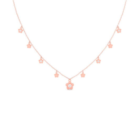 "Diamond Necklace – Layering Flower Necklace in 14k Yellow Gold Plated Sterling Silver"