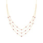 Red Garnet Station Necklace, Dainty Layered Necklace, 14K Yellow Gold Over Sterling Silver