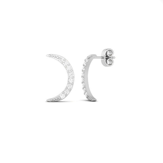 Delicate Moissanite Half Moon Stud Earrings with 18kt Gold Finish