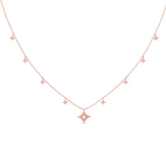 Diamond Necklace for Her, Dainty Tiny Diamond Necklace in 14k Yellow Gold Over Sterling Silver