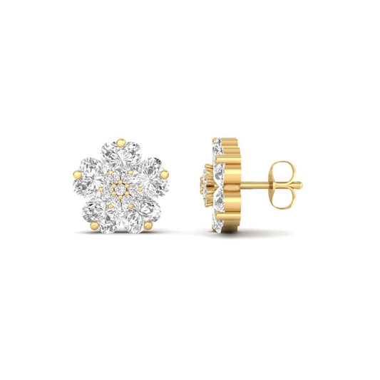 2.70CT Heart Moissanite Diamond Cluster Stud Earrings In 18kt Gold Over Sterling Silver