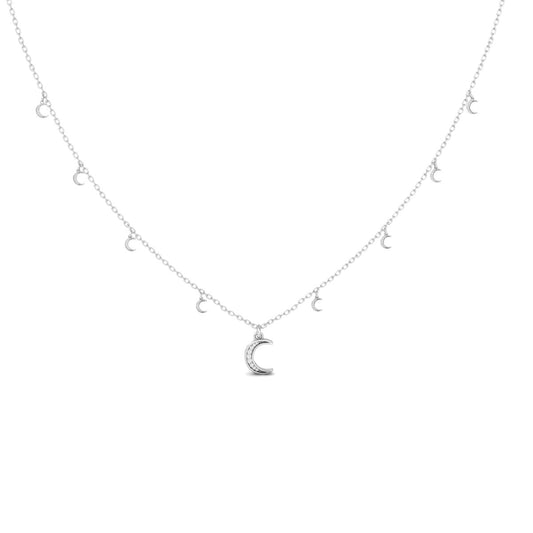 Dainty Crescent Moon Necklace, 14K Yellow Gold Plated, Moon Charm Necklace