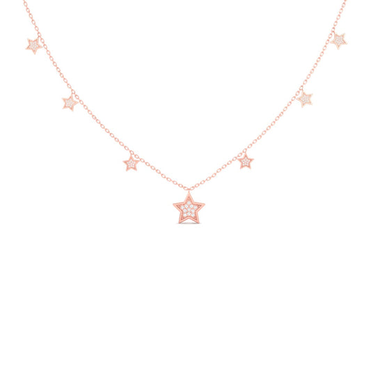 Diamond Star Celestial Layering Necklace, 14k Yellow Gold Plated Sterling Silver