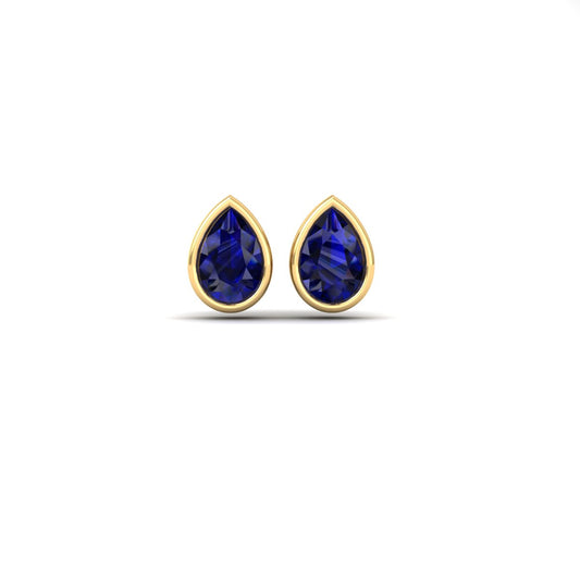 True Elegant 1.0Ct Pear Sapphire Bezel Set Screwback Stud Earrings In 925 Sterling Silver