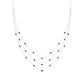 Multi-Layer Sapphire Station Necklace, 14K White Gold over Sterling Silver, Dainty Layered Necklace