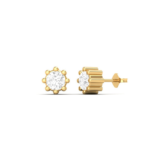 True Elegant Moissanite Tiny Studs: 18kt Gold Over Silver Perfection