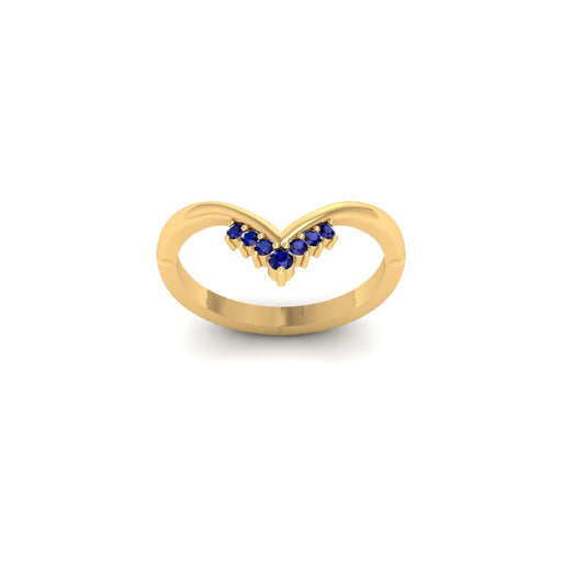 True Elegant Sapphire 7 Stone Stackable Ring In 18Kt Gold Plated 925 Sterling Silver Wedding Bands for Women