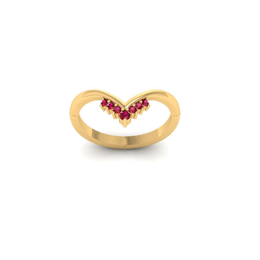 True Elegant Garnet V shape Dainty Stacable Band Ring For Her In 18kt Gold Over Sterling Silver