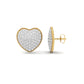 True Elegant 0.91 Moissanite Diamond Pave Heart Stud Earrings In 18kt Gold Over Sterling Silver