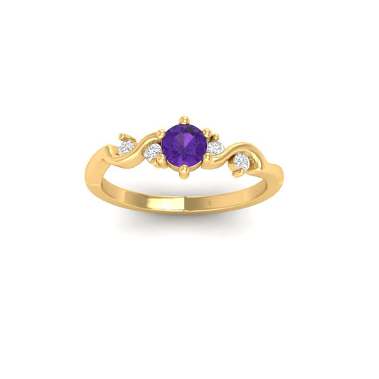 True Elegant 1.0CT Amethyst Promise Ring 14k Gold Over Sterling Silver, Gift For Her