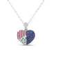 True Elegant 5.0CT Multicolor Moissanitee Diamond American Flag Heart Pendant Ne