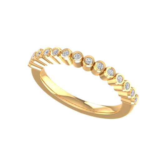 True Elegant Moissanite Bezel Set Dainty Wedding Band Ring in 14kt Yellow Gold Over Sterling Silver