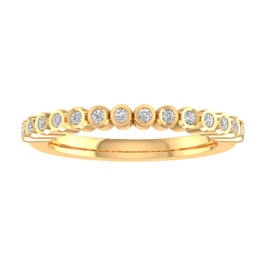 True Elegant Moissanite Bezel Set Dainty Wedding Band Ring in 14kt Yellow Gold Over Sterling Silver