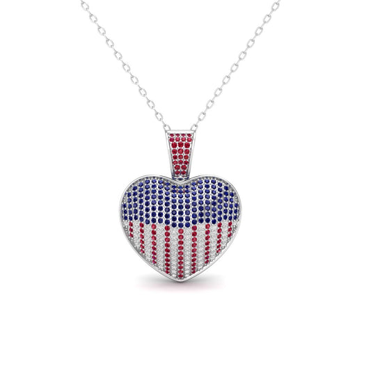 4th of July Necklace USA Patriotic Necklace for Women Heart American Flag Pendant Necklace USA Red White Blue Necklace Independence Day Necklace