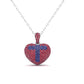 5.0CT Sapphire And Pink Ruby Birthstone Big Heart Pendant Necklace In Sterling Silver 925