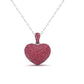 Birthstone Pink Ruby Pave Set Big Heart Pendant Necklace In 18kt Gold Over Sterling Silver