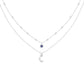 Sapphire Moon Necklace, Crescent Necklace For Women's, 14K Yellow Gold Over Sterling Silver