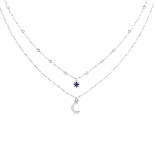 Sapphire Moon Necklace, Crescent Necklace For Women's, 14K Yellow Gold Over Sterling Silver