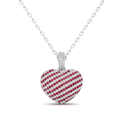 Heart Break Ruby Moissanite Heart Love Pendant Necklace In 18kt Gold Over Sterling Silver