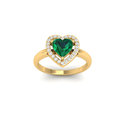 True Elegant 2.0CT Emerald Heart Sahpe Promise Ring 14k Gold Over Sterling Silve