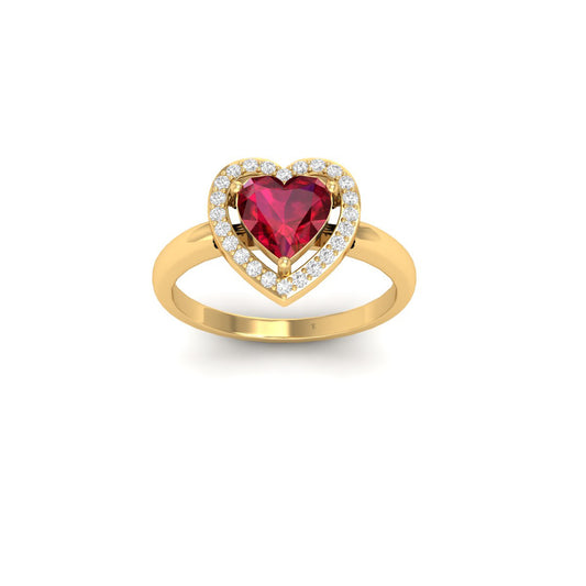 True Elegant 2.0CT Red Garnet Heart Sahpe Promise Ring 18kt Gold Over Sterling Silve