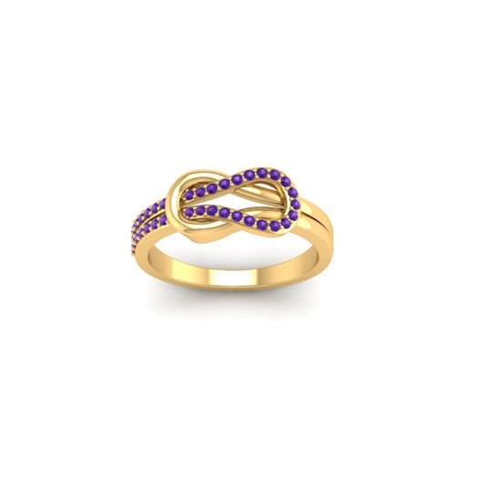 True Elegant 1.0Ct Amethyst Knot Promise Ring In 18kt Gold Over Sterling Silver