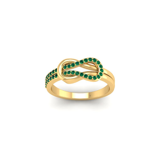 True Elegant 1.0Ct Emerald Knot Promise Ring In 18kt Gold Over Sterling Silver