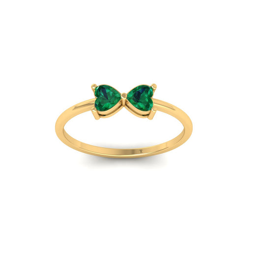 True Elegant 1.0Ct Emerald Heart Stacable Ring In 18kt Gold Over Sterling Silver