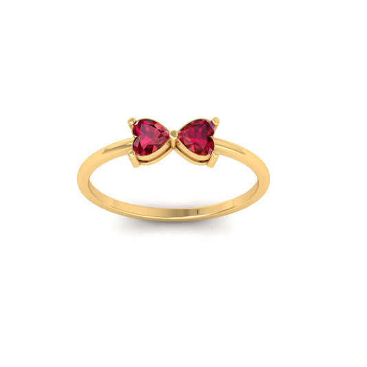 True Elegant 1.0Ctt Red Garnet Heart Stacable Ring In 18kt Gold Over Sterling Silver