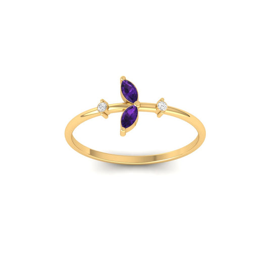 Dainty Amethyst Gemstone Minimalist Ring Handmade Women's Ring