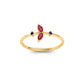 True Elegant Dainty Garnet Gemstone Minimalist Ring In 18kt Gold Over Sterling Silver