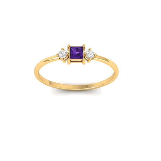 Elegant Amethyst Princess Dainty Ring – Perfect for Everyday Wear