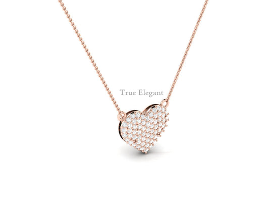 True Elegant 1.50CT Moissanite Diamond Pave Set Heart Pendant Necklace