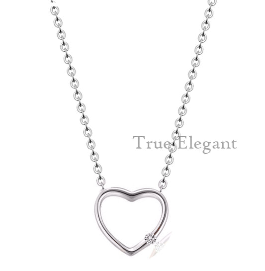 True Elegant Moissanite Dainty Heart Pendant Necklace In Sterling Silver