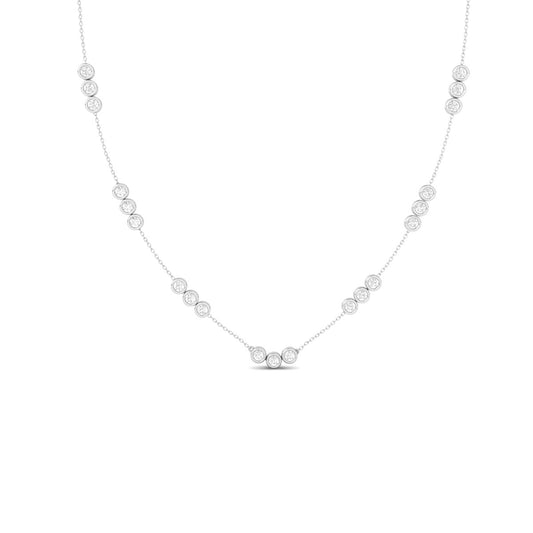 Bezel Diamond Trio Segment Necklace in 14K Yellow Gold Over Sterling Silver