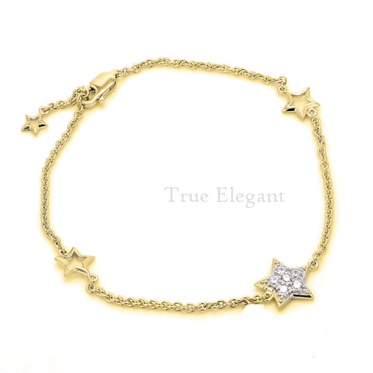 True Elegant Star Moissanite Adjustable Bracelet In Sterling Silver