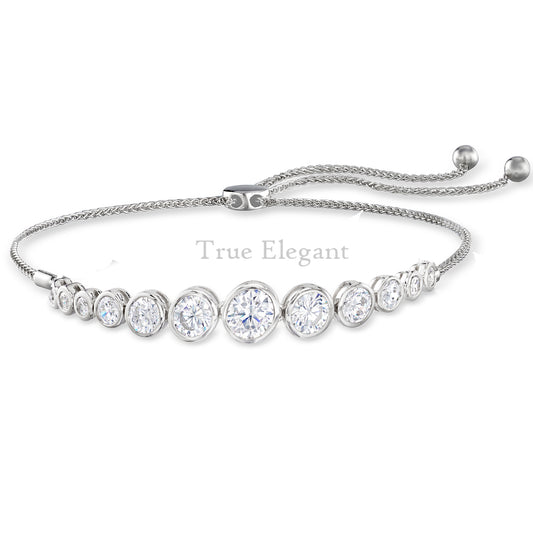 2.5ct  Moissanite Diamond Bolo Adjustable Bracelet In 925 Sterling Silver