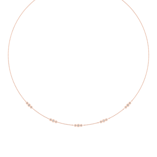 True Elegant Moissanite Dainty Everyday Station Necklace With Cable Chain In 14kt Rose Gold Over Sterling Silver