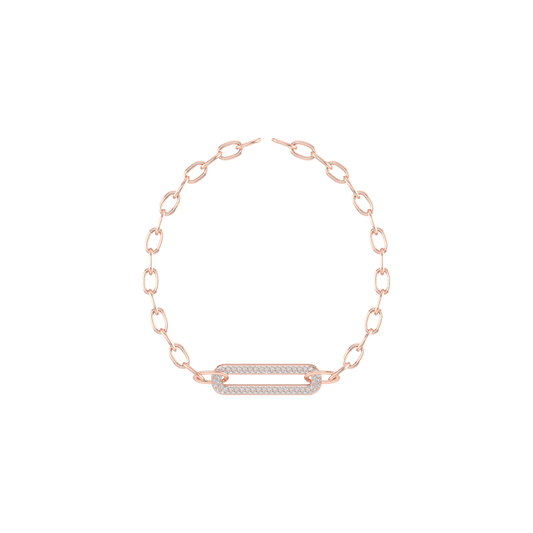 True Elegant 1.0CT Moissanite Diamond Link Delicate Bracelet In 14kt Rose Gold Finish